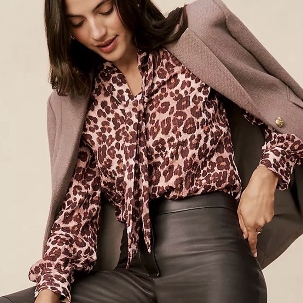 Ann Taylor Brown Leopard Print Blouse